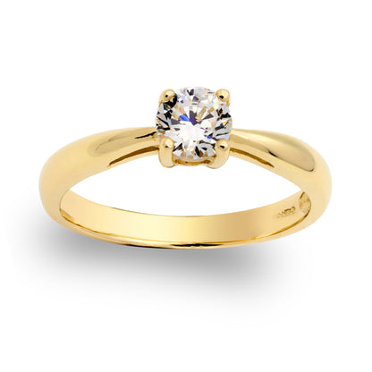 9ct Gold  CZ Solitaire Engagement Ring - JRN534