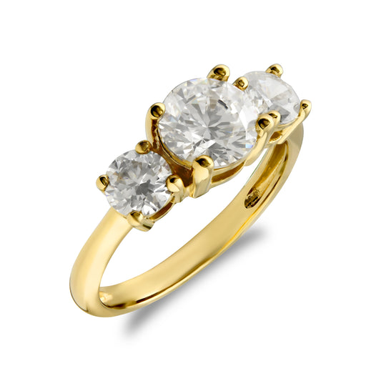 9ct Gold  CZ 3 Stone Trilogy Engagement Ring - JRN537