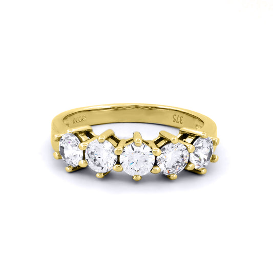 9ct Gold  CZ 5 Stone Eternity Ring - JRN538