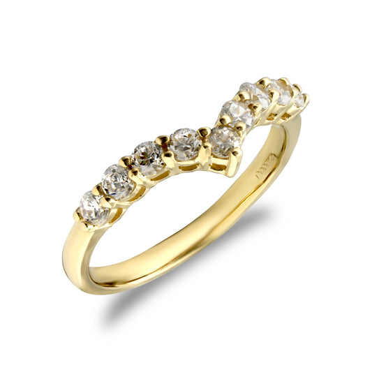 9ct Gold  CZ Wishbone Eternity Ring - JRN539