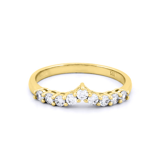 9ct Gold  CZ Wishbone Eternity Ring - JRN539