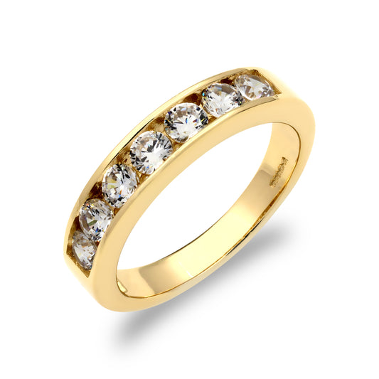 9ct Gold  CZ 7 Stone Eternity Ring - JRN540