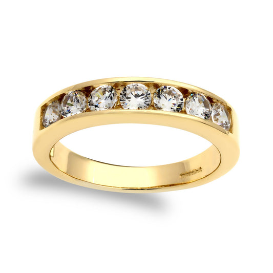 9ct Gold  CZ 7 Stone Eternity Ring 0.70cts - JRN540