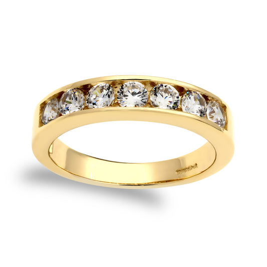 9ct Gold  CZ 7 Stone Eternity Ring - JRN540