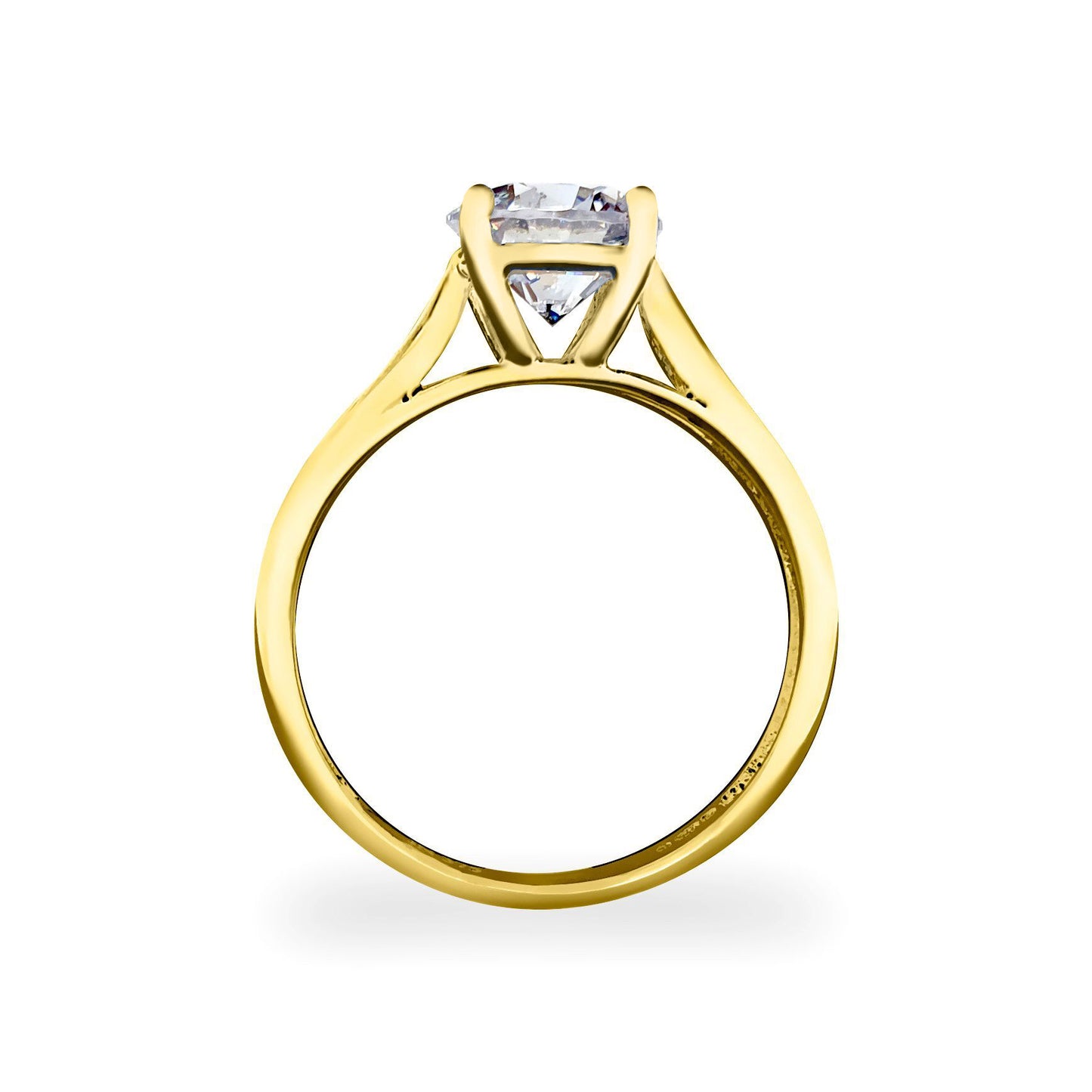 9ct Gold  CZ Solitaire Shoulder Set Engagement Ring - JRN554