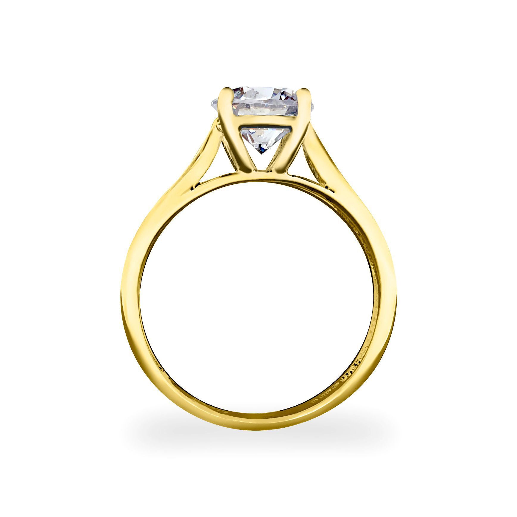 9ct Gold  CZ Solitaire Shoulder Set Engagement Ring - JRN554