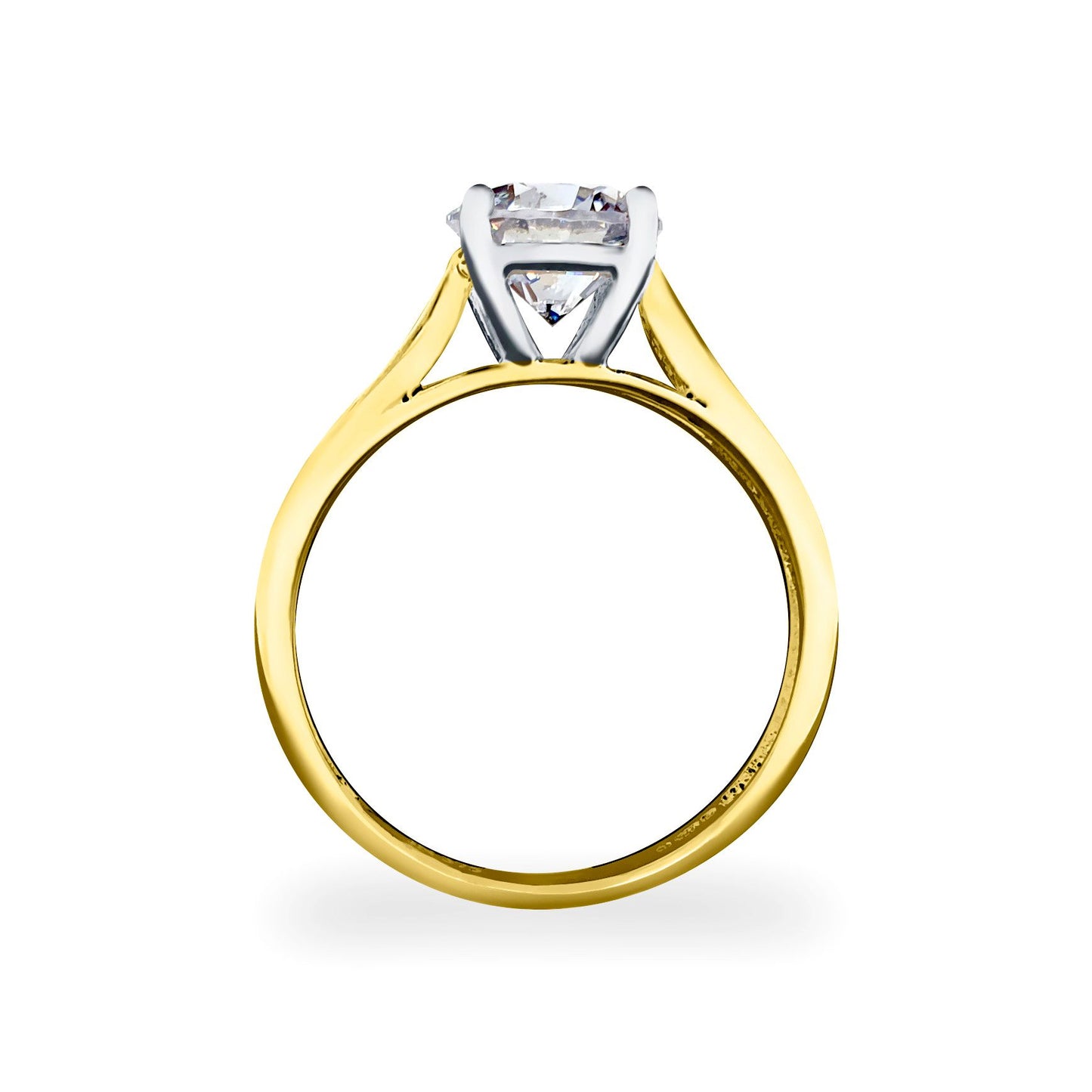 9ct 2-Colour Gold  CZ Solitaire Shoulder Set Engagement Ring - JRN554