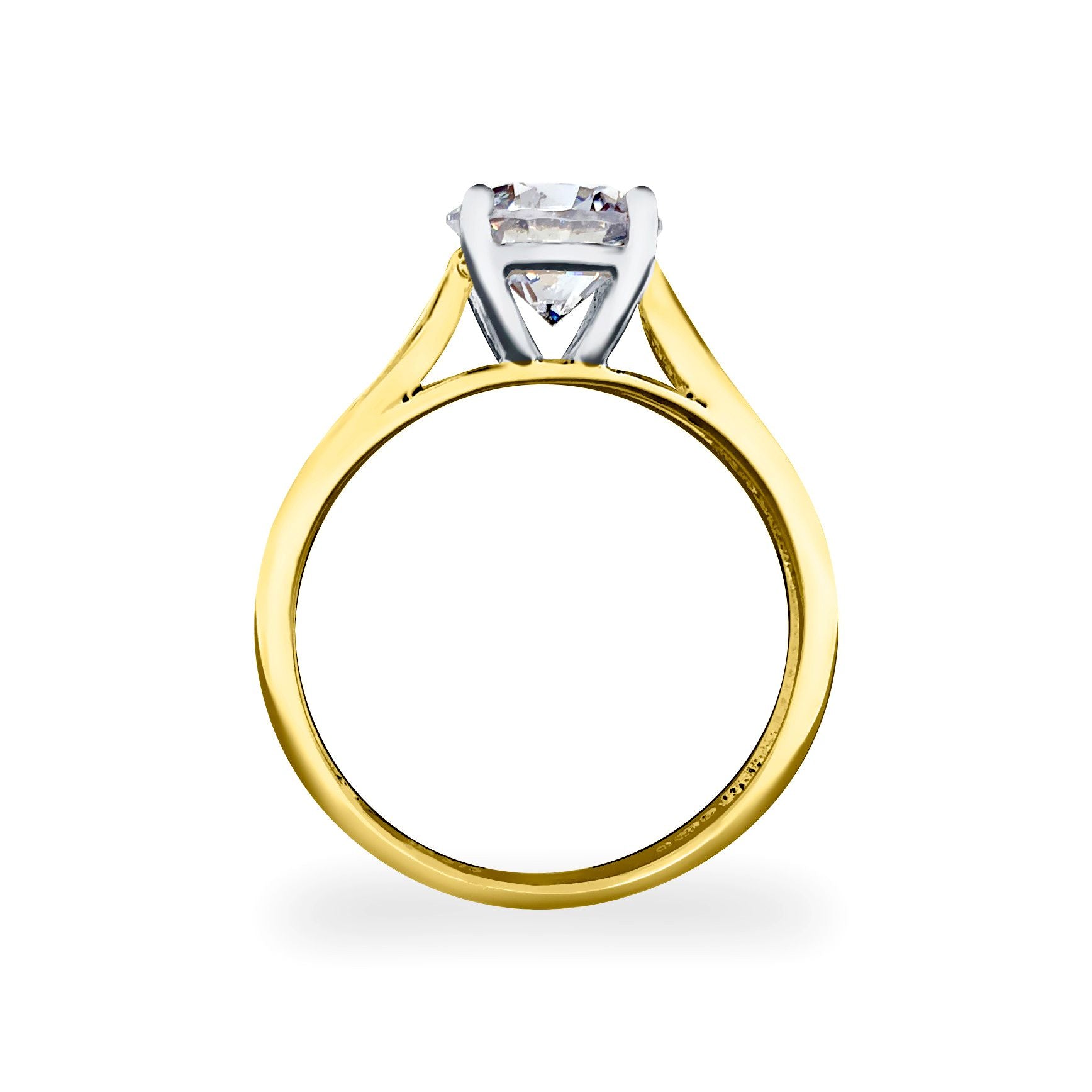 9ct 2-Colour Gold  CZ Solitaire Shoulder Set Engagement Ring - JRN554