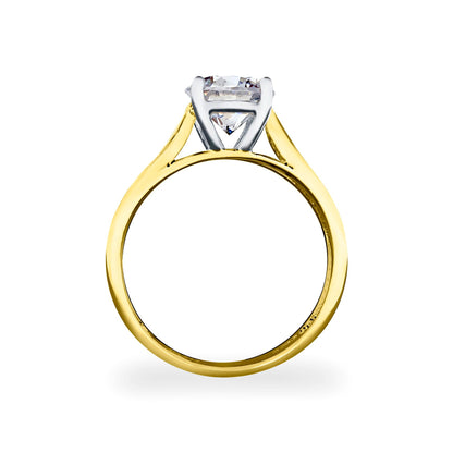 9ct 2-Colour Gold  CZ Solitaire Shoulder Set Engagement Ring - JRN554