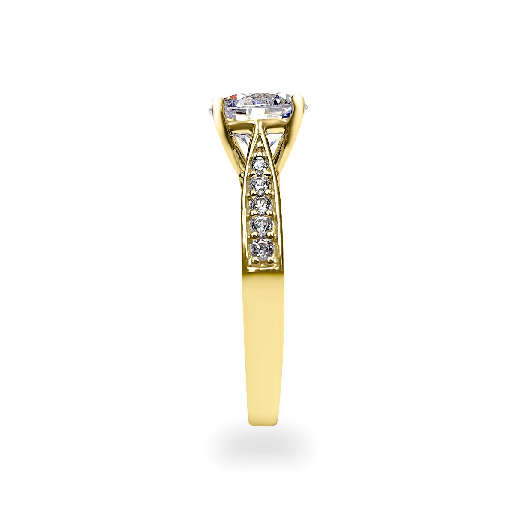 9ct Gold  CZ Solitaire Shoulder Set Engagement Ring - JRN554