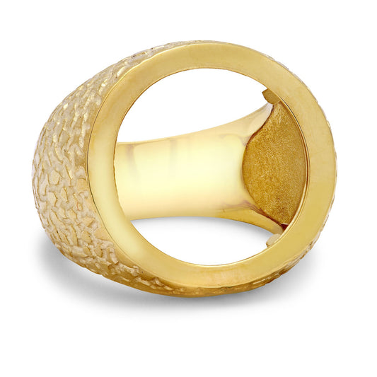 9ct Gold  Crocodile Round Bezel Full Sovereign Coin Mount Ring - JRN555-F