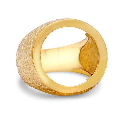 9ct Gold  Crocodile Round Bezel Half Sovereign Coin Mount Ring - JRN555-H