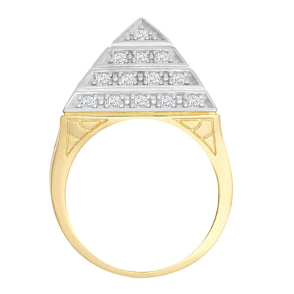 9ct 2-Colour Gold  CZ Egyptian Pyramid 1oz 25mm Signet Ring - JRN564
