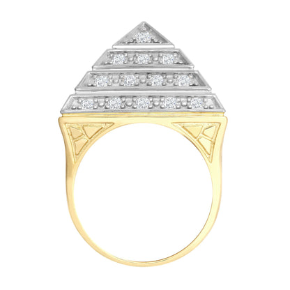 9ct 2-Colour Gold  CZ Egyptian Pyramid 1 1/2oz 30mm Signet Ring - JRN565