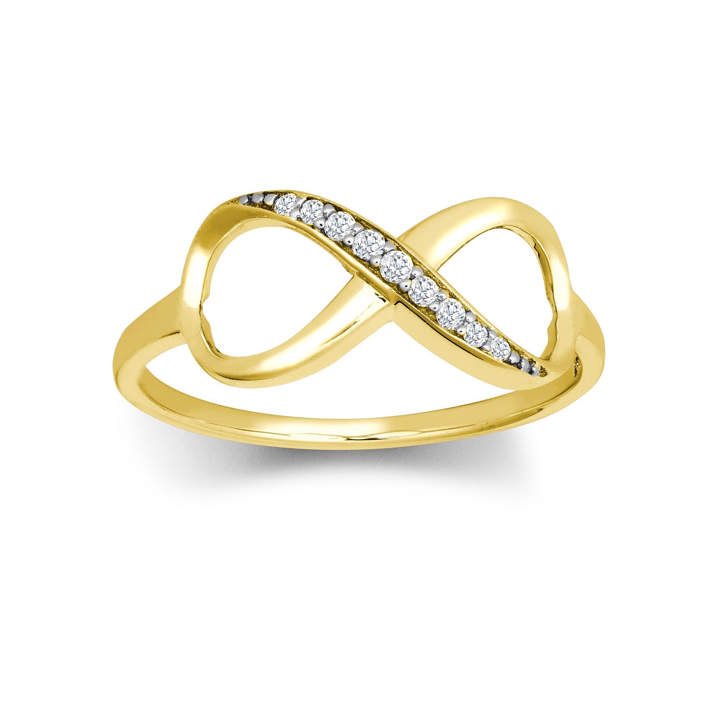 9ct Gold  CZ Figure 8 Infinity Symbol 8mm Eternity Ring - JRN567