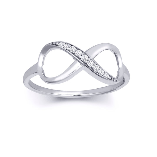 9ct White Gold  CZ Figure 8 Infinity Symbol 8mm Eternity Ring - JRN568