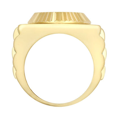 Mens 9ct Gold  CZ Fluted Bezel Watch Strap Cluster Solitaire Ring - JRN569