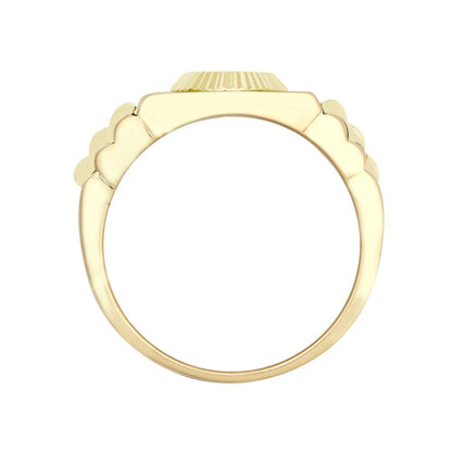 9ct Gold  CZ Fluted Bezel Watch Strap Cluster Solitaire Ring - JRN572