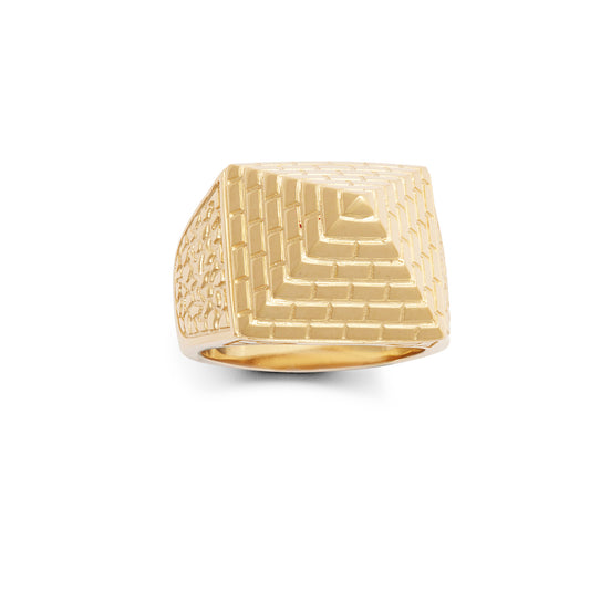 9ct Gold  Egyptian Pyramid 1/2oz 20mm Signet Ring - JRN583