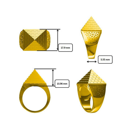 9ct Gold  Egyptian Pyramid 1/2oz 20mm Signet Ring - JRN583