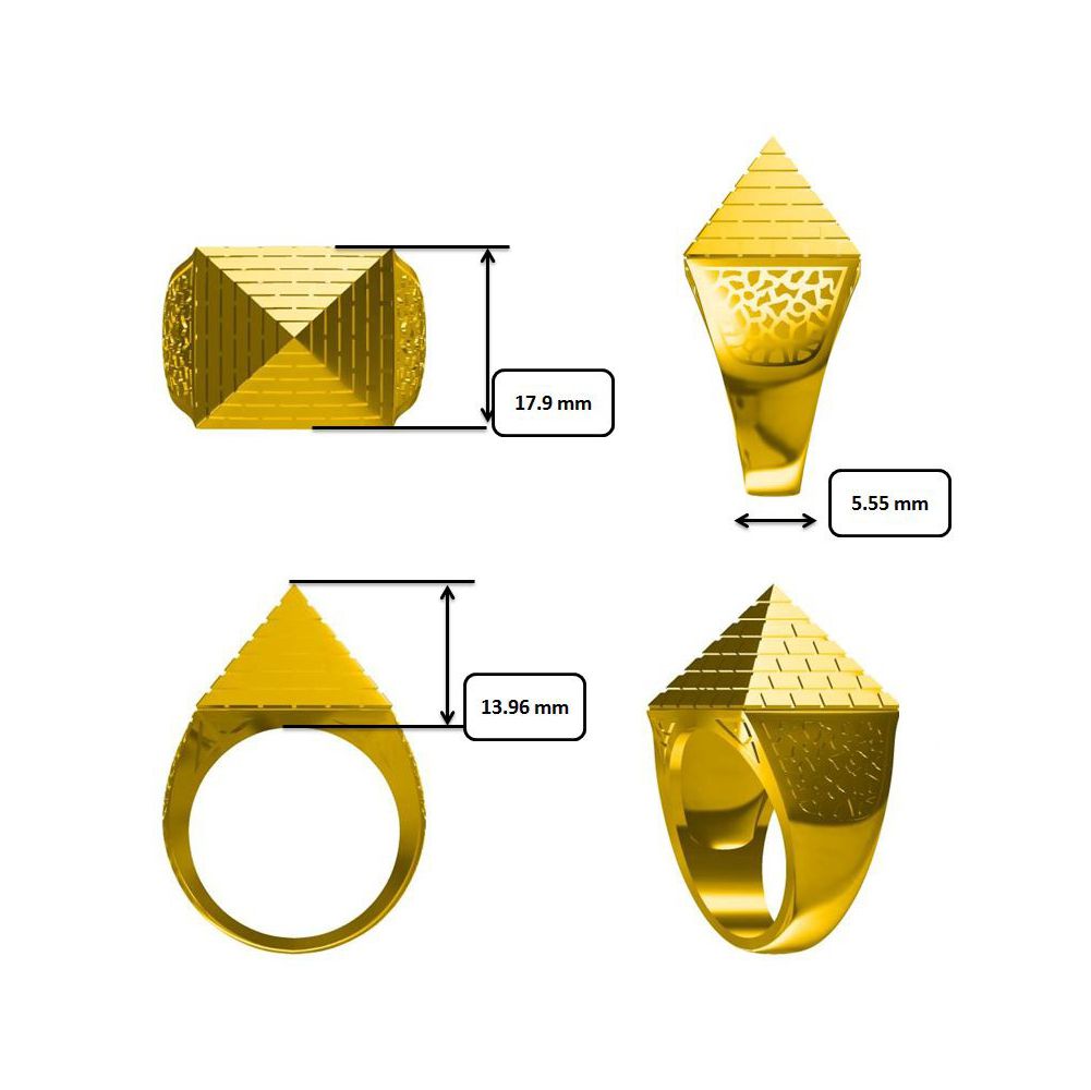9ct Gold  Egyptian Pyramid 1/2oz 20mm Signet Ring - JRN583