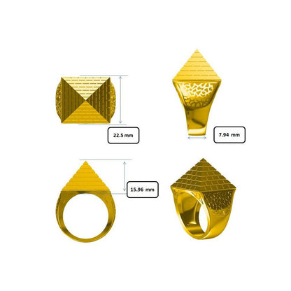 Men's Solid 9ct Gold  Egyptian Pyramid 1oz 25mm Signet Ring - JRN584