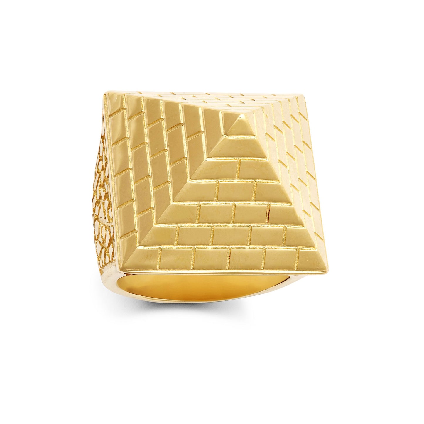 9ct Gold  Egyptian Pyramid 1 1/2oz 30mm Signet Ring - JRN585