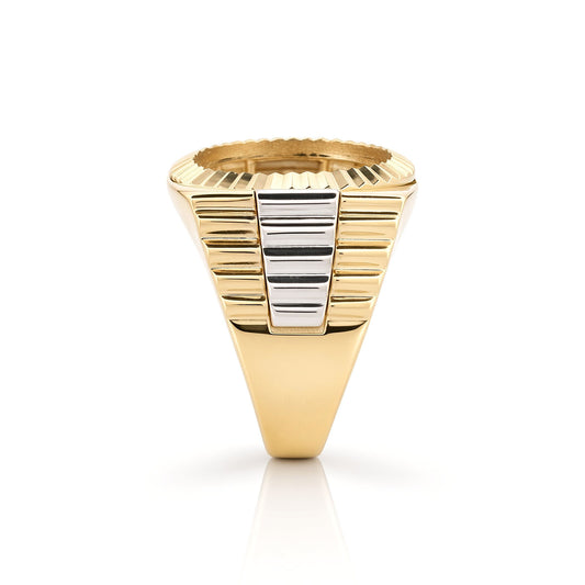 9ct 2-Colour Gold  Fluted Bezel 10th Oz Britannia Coin Mount Ring - JRN590-T