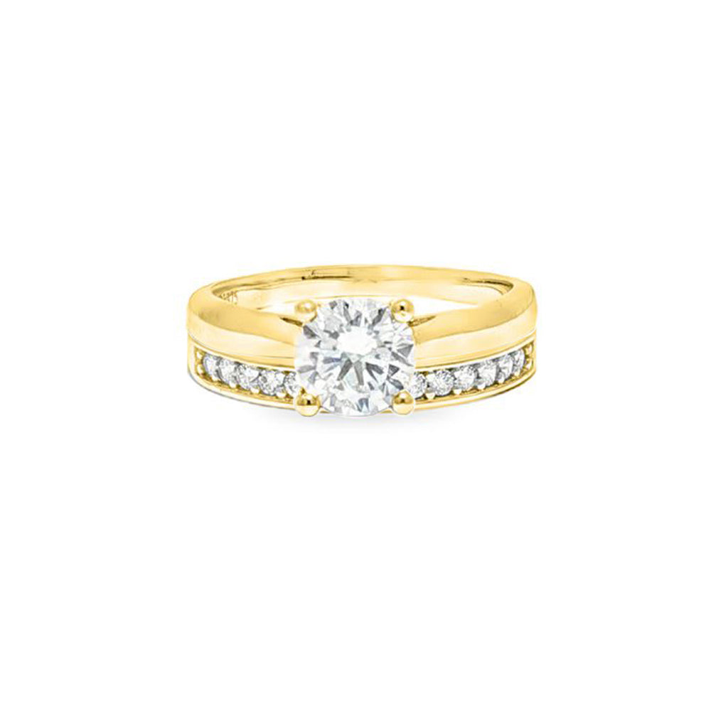 9ct Gold  CZ Wedfit Solitaire Eternity Travel Bridal Rings Set - JRN593+609