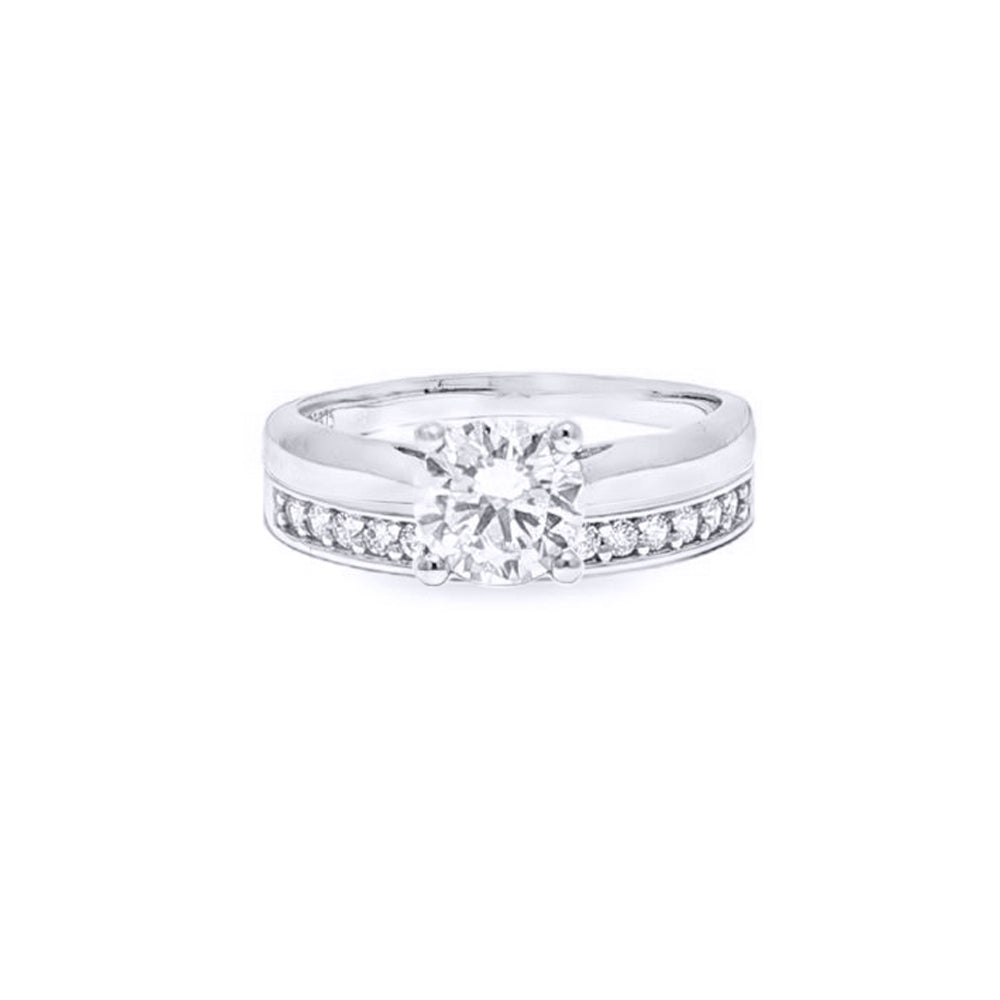 9ct White Gold  CZ Solitaire Eternity Travel Bridal Rings Set - JRN594+610