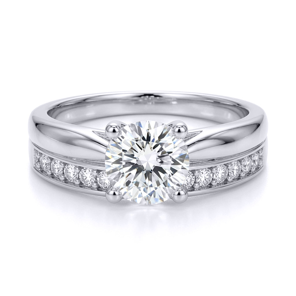 9ct White Gold  CZ Solitaire Eternity Travel Bridal Rings Set - JRN594+610