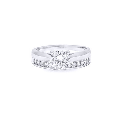 9ct White Gold  Lab Created Diamond Solitaire Travel Bridal Rings - LABJRN594+610