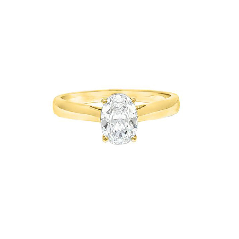 9ct Gold  Oval CZ Wed-fit Solitaire Travel Proposal Ring 1.00CT - JRN595