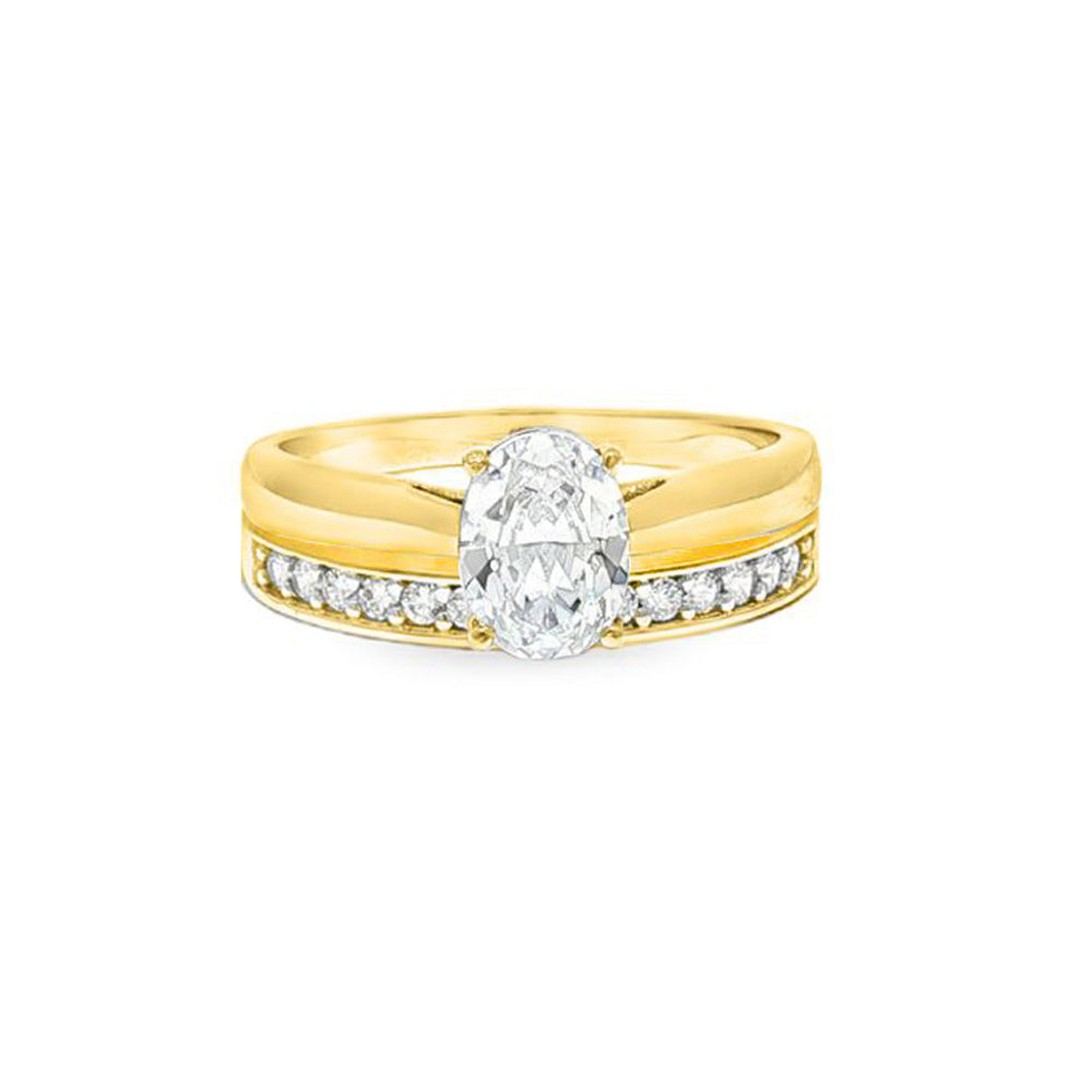 9ct Gold  Oval Lab Created Diamond Solitaire Travel Bridal Rings - LABJRN595+609
