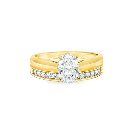 9ct Gold  Oval Lab Created Diamond Solitaire Travel Bridal Rings - LABJRN595+609