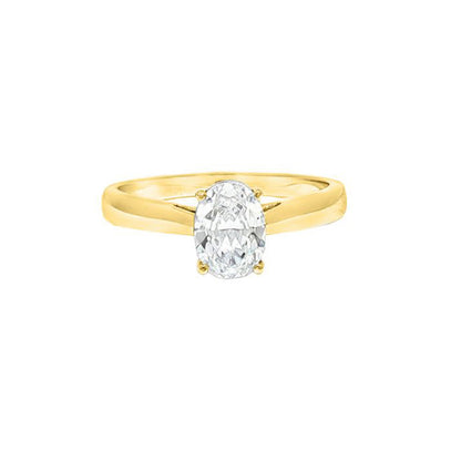 9ct Gold  Oval CZ Wed-fit Solitaire Travel Proposal Ring 1.00CT - JRN595