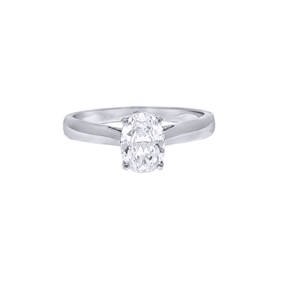 9ct White Gold  Oval CZ Solitaire Travel Proposal Ring 1.00CT - JRN596