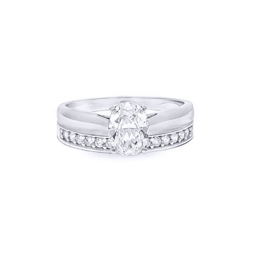 9ct White Gold  Oval Lab Created Diamond Travel Bridal Rings - LABJRN596+610