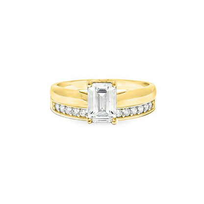 9ct Gold  Emerald Lab Created Diamond Travel Bridal Rings - LABJRN597+609