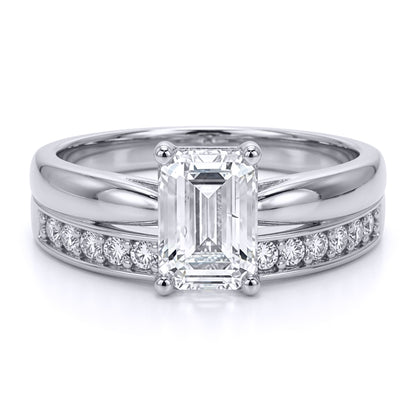 9ct White Gold  Emerald CZ Solitaire Eternity Travel Bridal Rings - JRN598+610