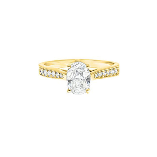 9ct Gold  Oval CZ Wedfit Engagement Travel Proposal Ring 1.00CT - JRN599