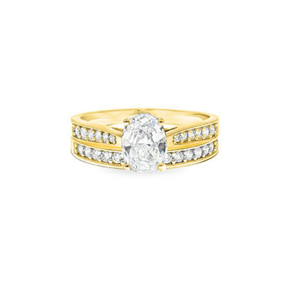 9ct Gold  Oval Lab Created Diamond Eternity Travel Bridal Rings - LABJRN599+609