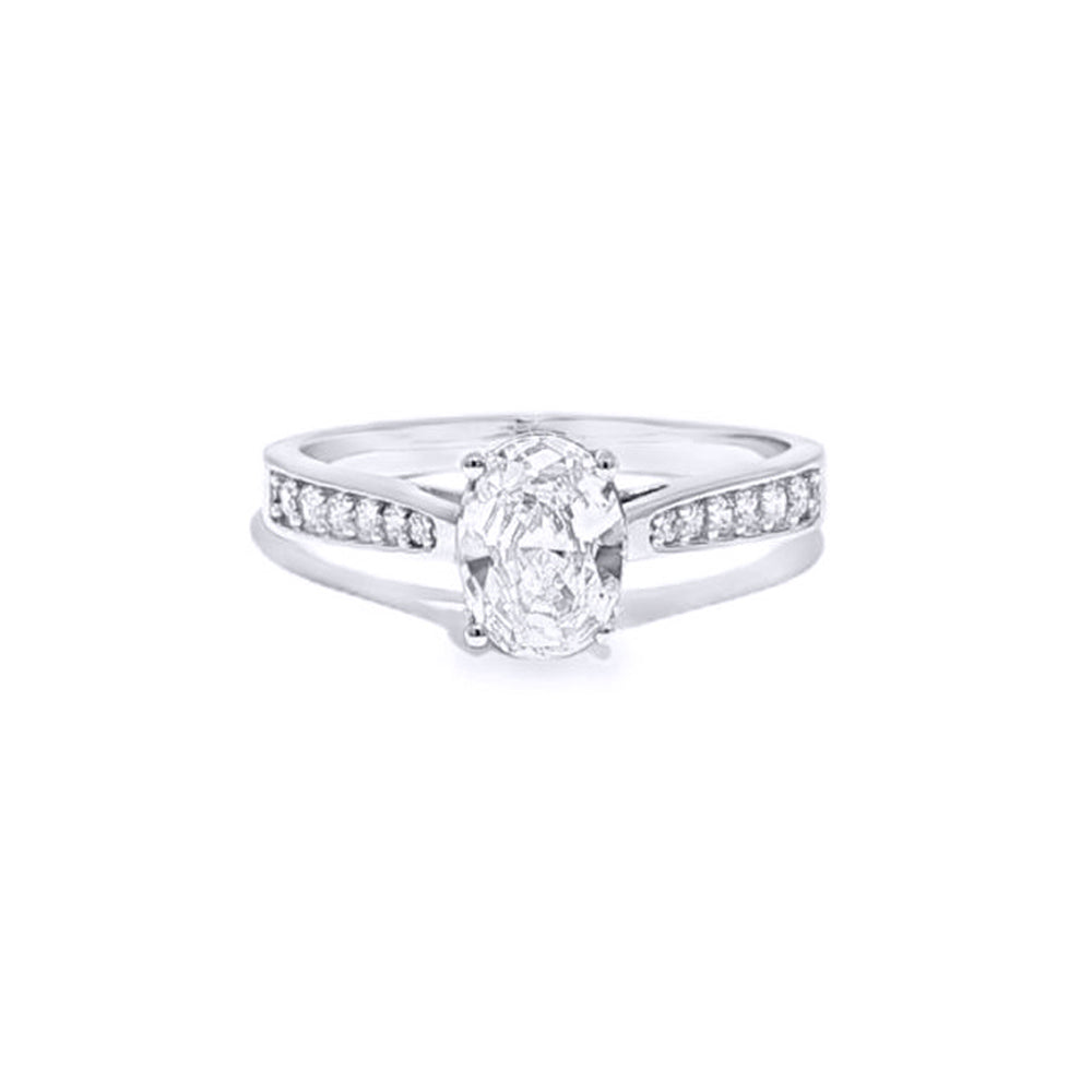9ct White Gold  Oval CZ Engagement Travel Proposal Ring 1.00CT - JRN600