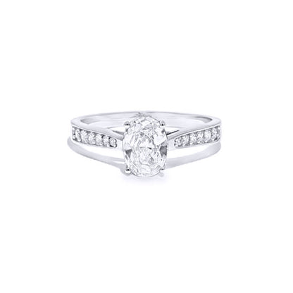 9ct White Gold  Oval CZ Engagement Travel Proposal Ring 1.00CT - JRN600