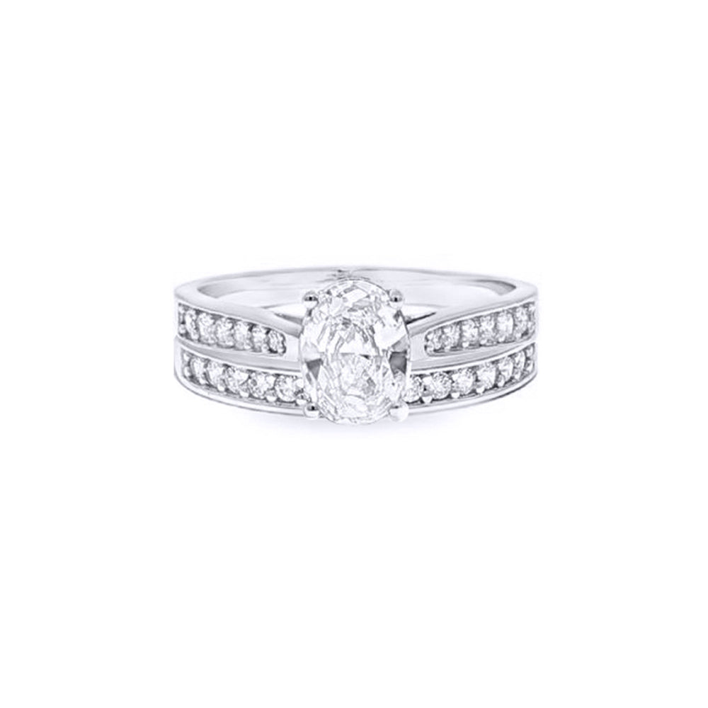 9ct White Gold  Oval Lab Created Diamond Travel Bridal Ring Set - LABJRN600+610