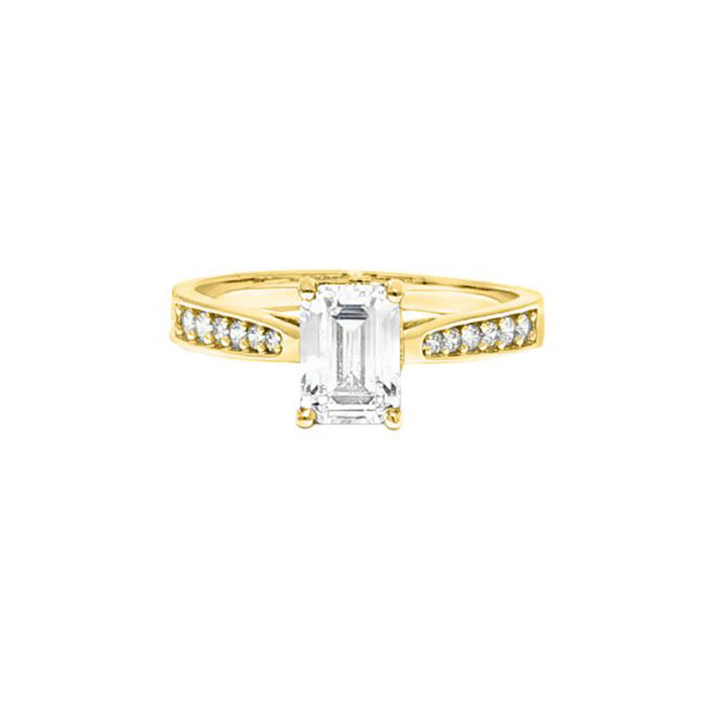 9ct Gold  Emerald CZ Engagement Travel Proposal Ring 1.00CT - JRN601