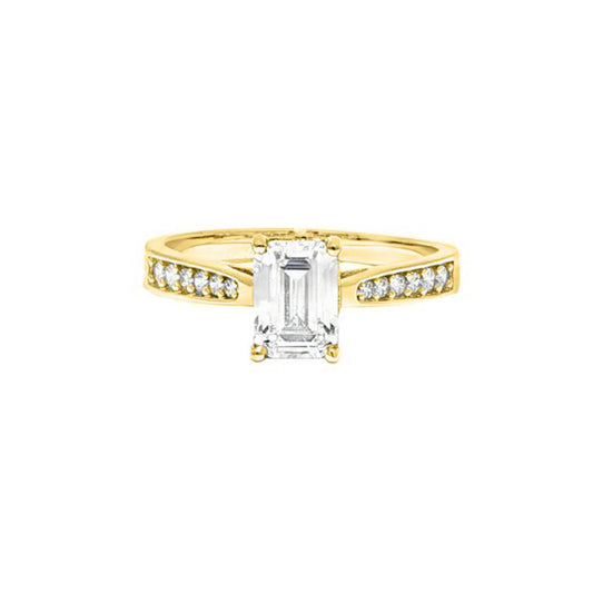 9ct Gold  Emerald CZ Engagement Travel Proposal Ring 1.00CT - JRN601