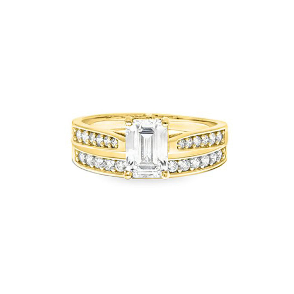 9ct Gold  Emerald CZ Engagement Eternity Travel Bridal Rings Set - JRN601+609