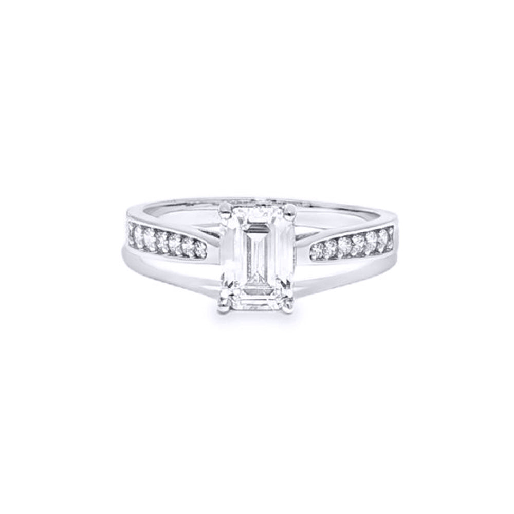 9ct White Gold  Emerald CZ Engagement Travel Proposal Ring 1.00CT - JRN602