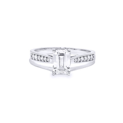 9ct White Gold  Emerald CZ Engagement Travel Proposal Ring 1.00CT - JRN602
